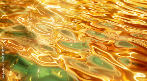 Surface water waves of sea with golden light tone, texture of glitter water and soft waves with sun glare and ripple.