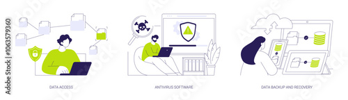 Data loss prevention abstract concept vector illustrations.