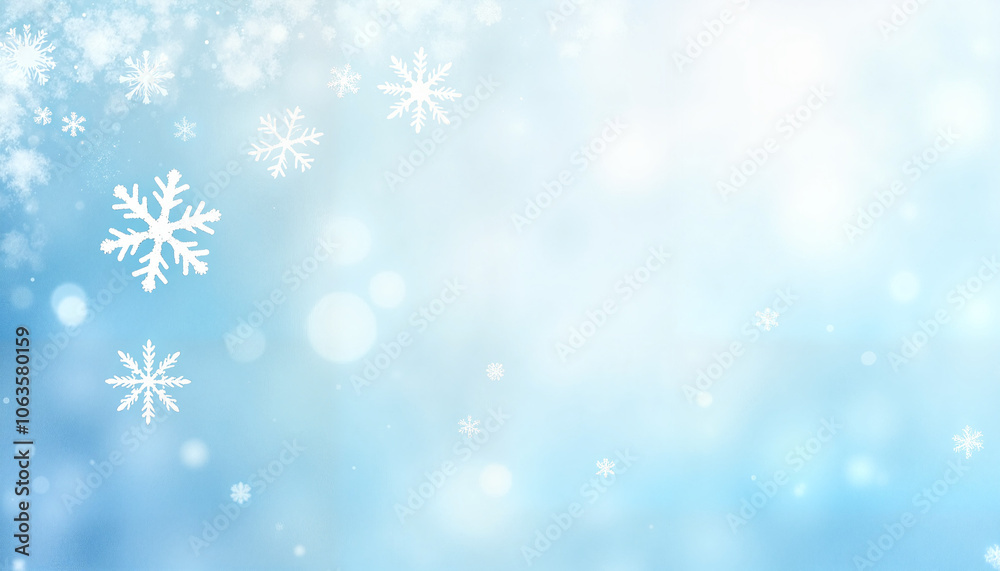 Winter background with falling snowflakes and a soft blue gradient Winter background with falling snowflakes and a soft blue gradient