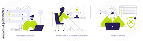 Password management abstract concept vector illustrations.