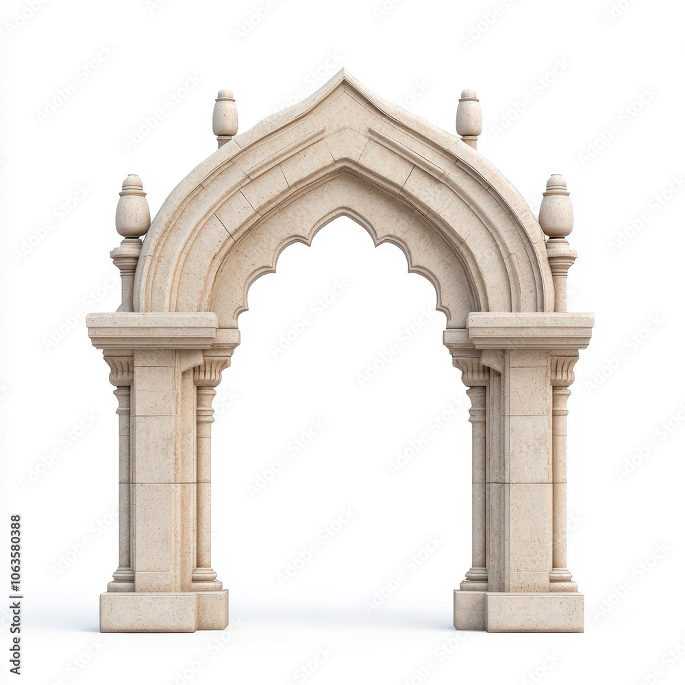 Naklejka premium Ornate stone archway with intricate details and columns