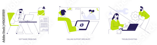 Software support line abstract concept vector illustrations.