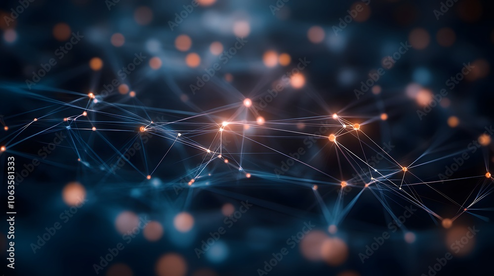 Obraz premium Abstract Network with Glowing Points and Lines