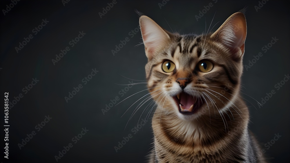 Portrait of a meowing tabby cat Neural network generated AI Portrait of a meowing tabby cat Neural network generated AI