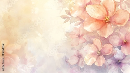A soft watercolor floral background in soft pastel tones creates a gentle, romantic feel with space for large text.	
