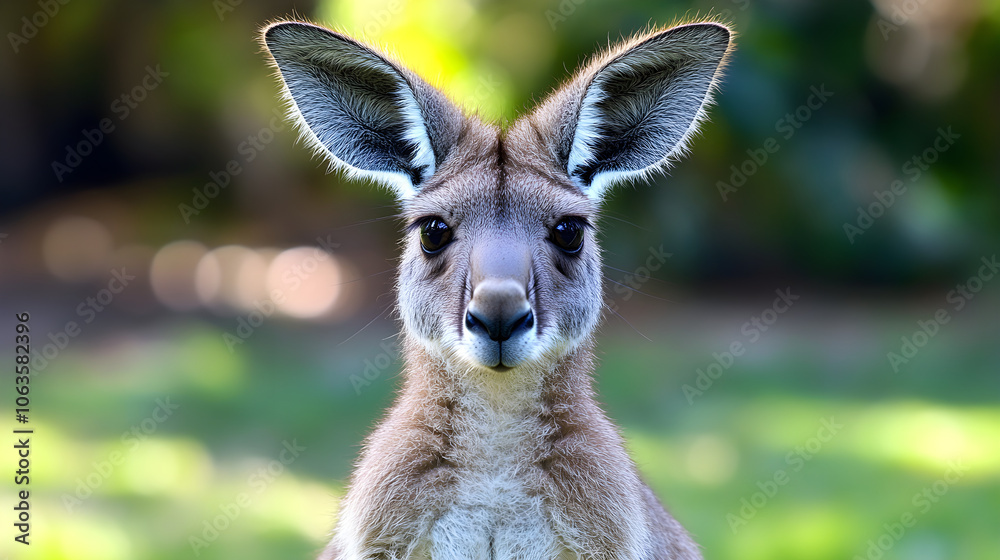 Kangaroo close up in nature, showcasing its expressive features and charm