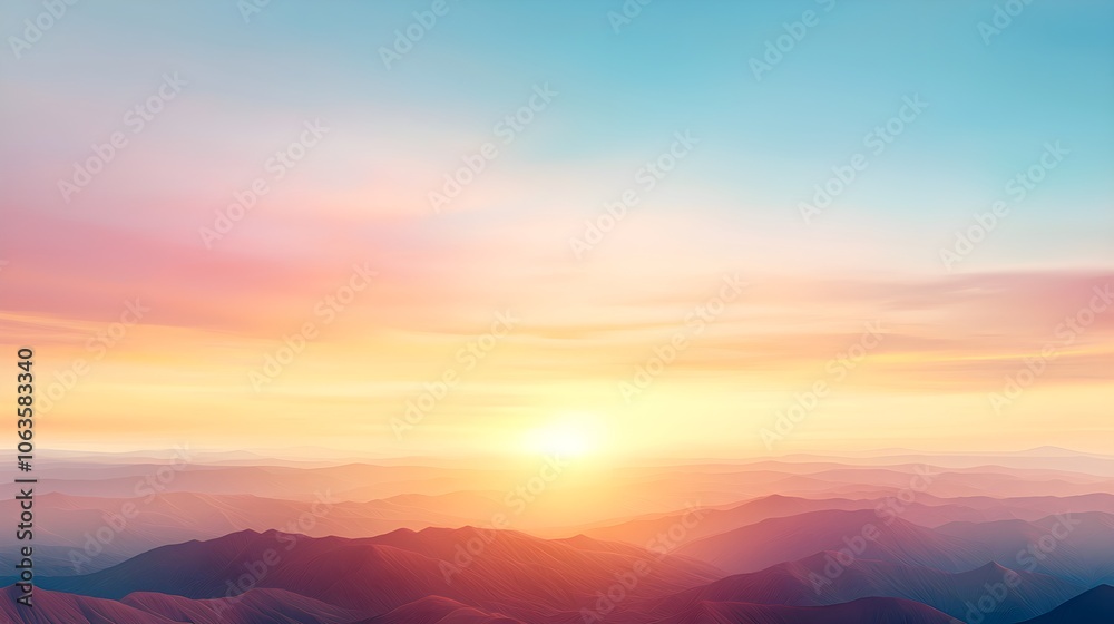 Serene sunrise over rolling mountain ranges Serene sunrise over rolling mountain ranges