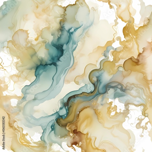 abstract watercolor background with clouds , blue and gold watercolor drawing.