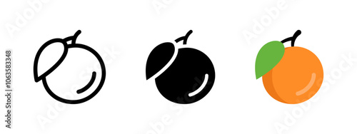 Orange icon. Citrus fruit vector illustration. Vitamin C symbol. Orange fresh sign. Tropical exotic juice. Ripe and sweet orange fruit pictogram. Organic food isolated concept.