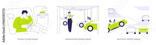 Car parking place abstract concept vector illustrations.