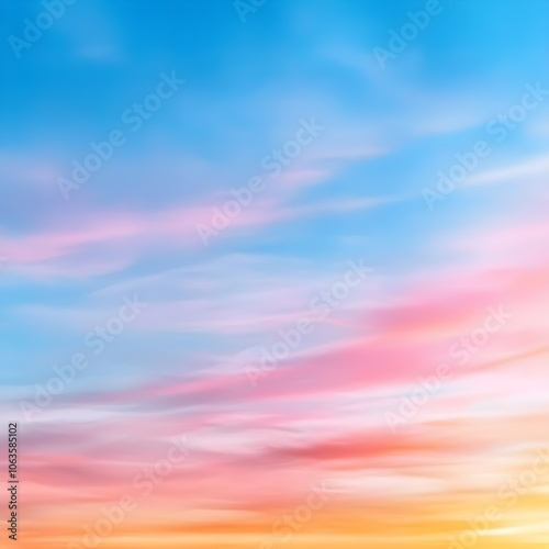 Serene pastel sunset sky with soft clouds