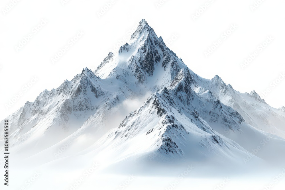 isolated snowcovered mountain peak against a stark white background emphasizing the majesty and beauty of nature capturing the essence of tranquility and adventure isolated snowcovered mountain peak against a stark white background emphasizing the majesty and beauty of nature capturing the essence of tranquility and adventure