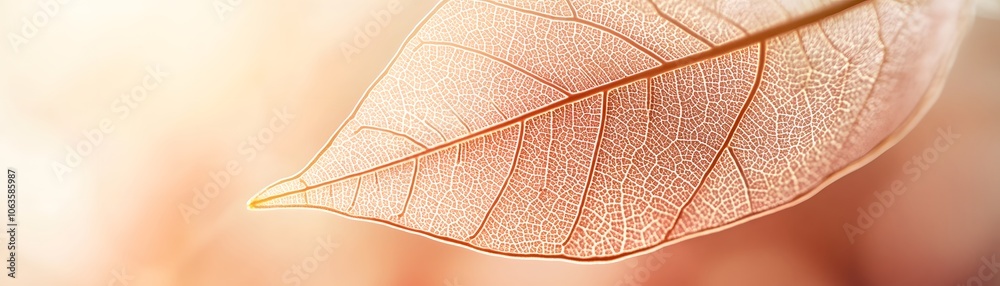 Obraz premium Close-up of a Delicate Translucent Leaf Vein Pattern