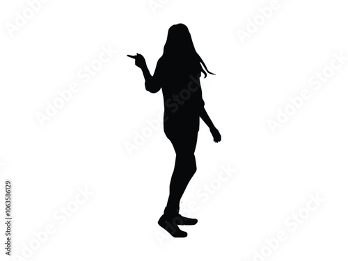 Woman pointing pose silhouette illustration

