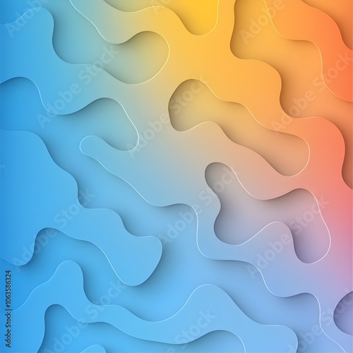 Abstract wavy gradient background in blue and orange hues