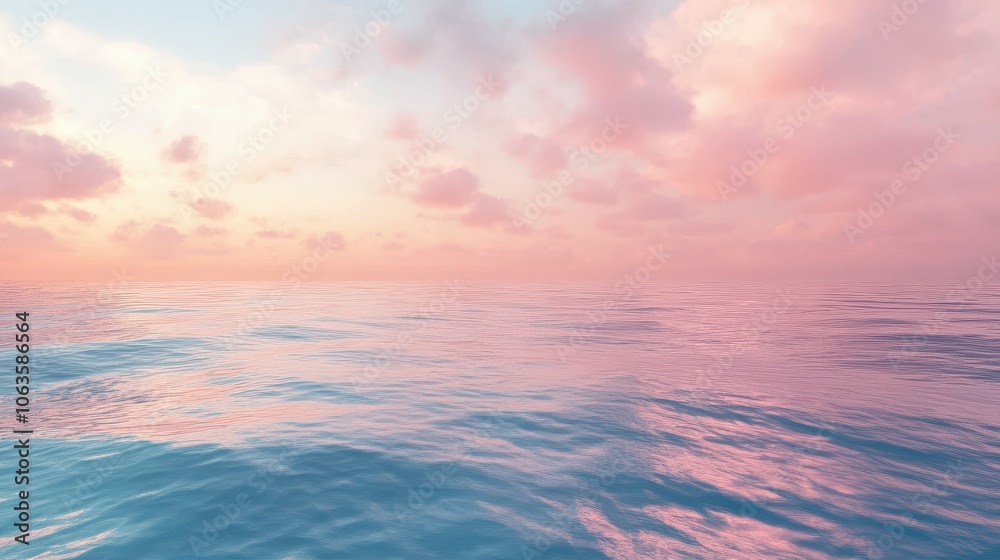 Experience tranquility as calm ocean waves gently embrace a pastel sunrise Experience tranquility as calm ocean waves gently embrace a pastel sunrise
