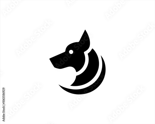 Dog head logo icon. Silhouette simple. Flat style. Black dog face.Dog logo design template. Vector illustration Animal Logotype concept. 
