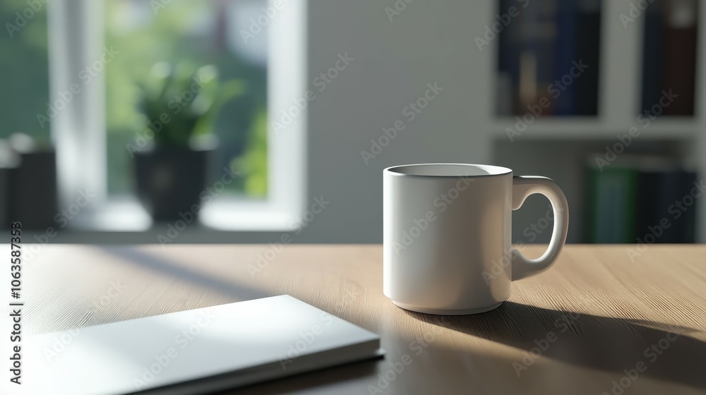 Discover the charm of a minimalist workspace with a coffee cup and notebook on a wooden desk Discover the charm of a minimalist workspace with a coffee cup and notebook on a wooden desk