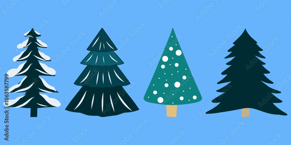 Obraz premium Christmas trees colorful vector set