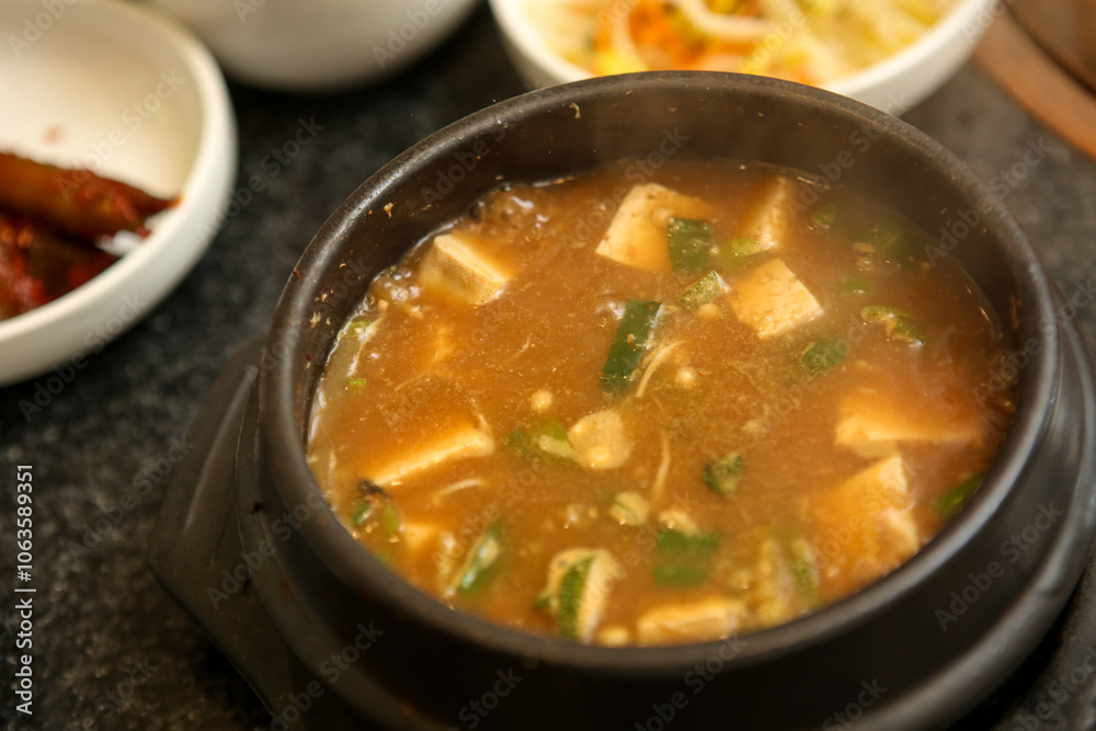 Korean traditional food. Soybean paste stew Korean traditional food. Soybean paste stew