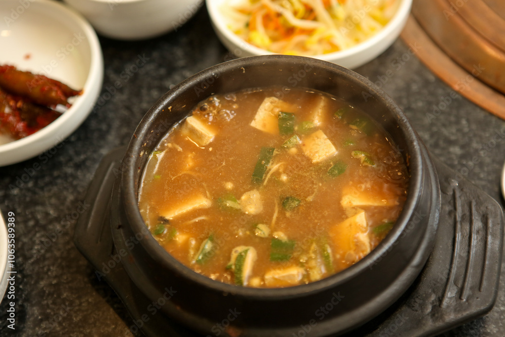 Korean traditional food. Soybean paste stew Korean traditional food. Soybean paste stew