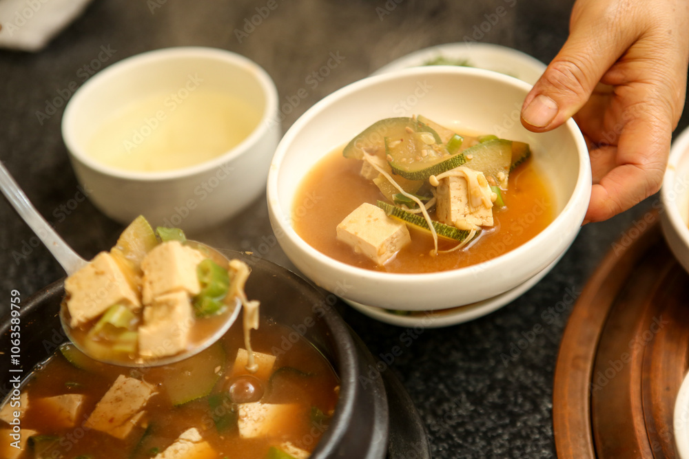 Korean traditional food. Soybean paste stew Korean traditional food. Soybean paste stew