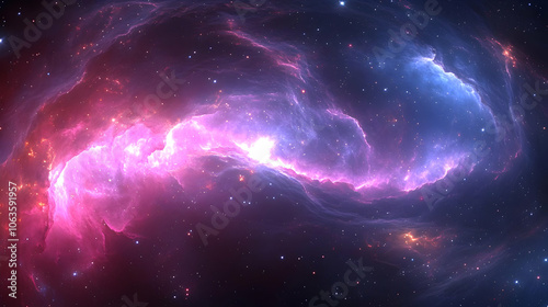 Cosmic Nebula Illustration - Pink and Blue Gas Clouds