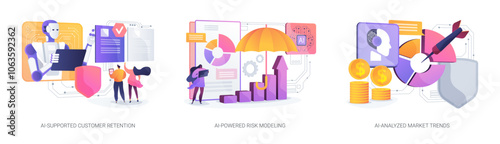 AI for competitive insurance products abstract concept vector illustrations.
