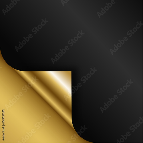  Curled black and gold page corner.