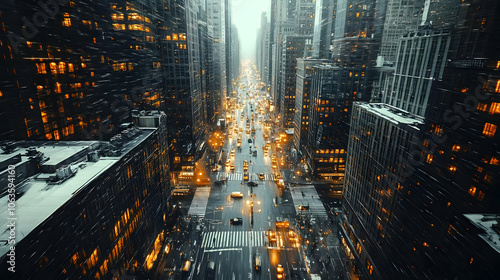 Cityscape with Rain and Str...