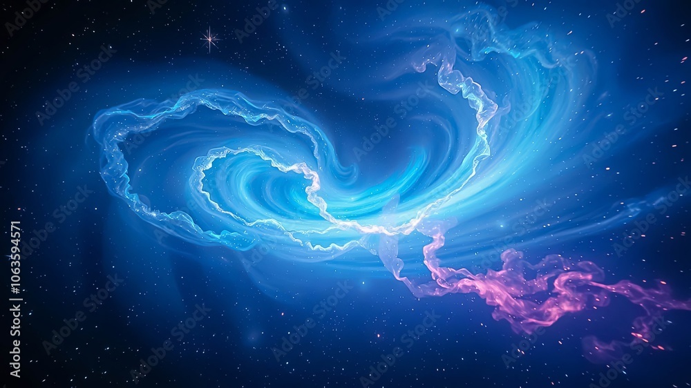 Cosmic Swirls of Radiant Light, A Tapestry of Blue and Pink Hues Across the Night Sky Cosmic Swirls of Radiant Light, A Tapestry of Blue and Pink Hues Across the Night Sky