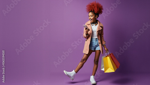 Exuberant Shopaholic Girl Amazed by Black Friday Deals on AliExpress: Perfect for E-commerce Marketing Campaigns photo