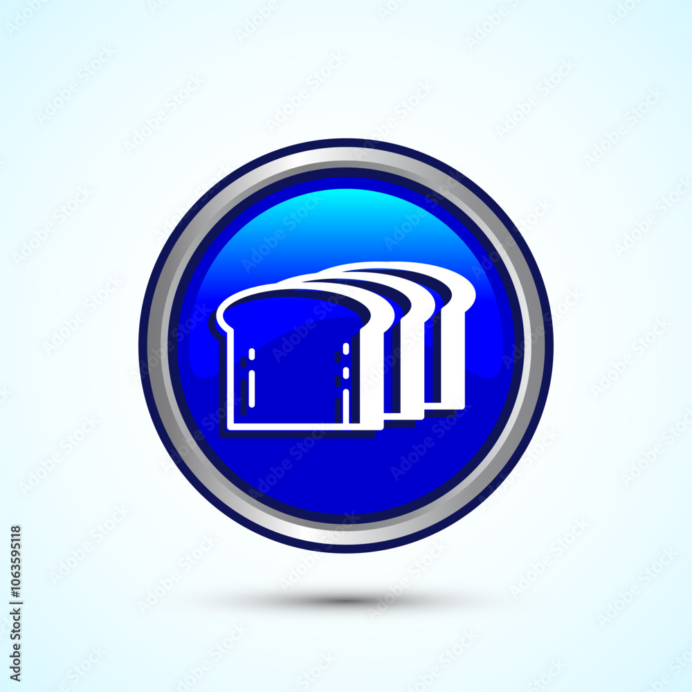 Bread Icon Design Illustration, Bakery Icon, Blue Color Round Button Design Bread Icon Design Illustration, Bakery Icon, Blue Color Round Button Design
