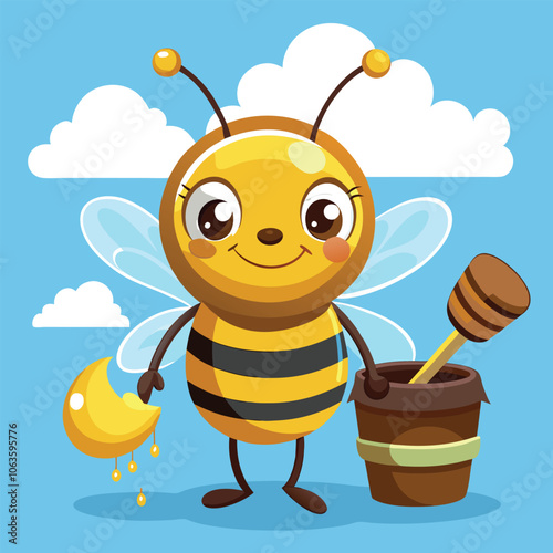 cartoon bee oversized head large eyes vector