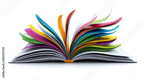 Rainbow of Knowledge: A vibrant open book with colorful pages bursting with knowledge and imagination, representing the boundless possibilities of learning and exploration. 