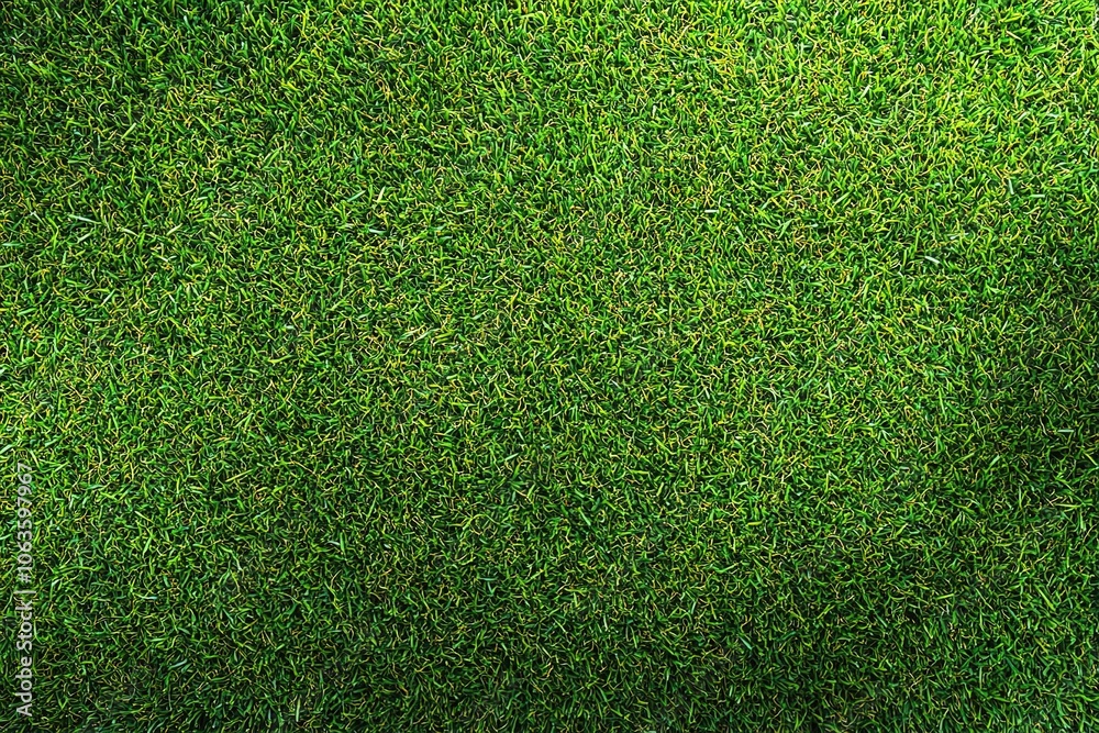 Obraz premium Green grass texture background, top view, flat lay, high resolution, real texture of green artificial lawn with no people