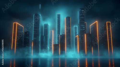 Neon Cityscape 3D Illustration