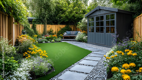 Landscaped Backyard with St...