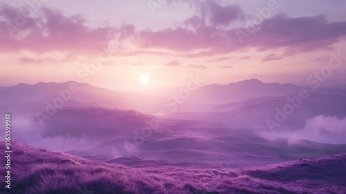 Stunning Purple Landscape View at Dusk