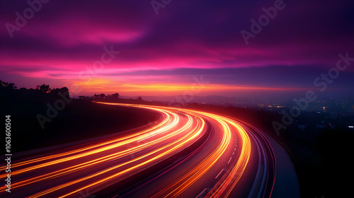 Highway Lights at Sunset - ...