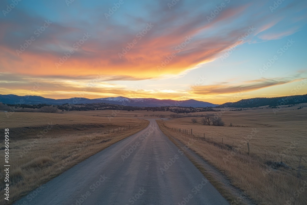 Breathtaking Sunset Over Tranquil Landscape Breathtaking Sunset Over Tranquil Landscape