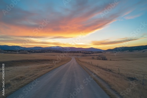 Breathtaking Sunset Over Tranquil Landscape