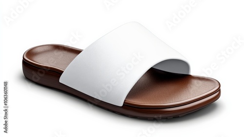 White and Brown Leather Slides 