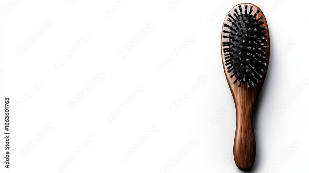 Wooden Hair Brush on White Background Wooden Hair Brush on White Background