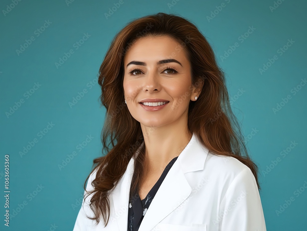 A woman in a white lab coat smiles at the camera A woman in a white lab coat smiles at the camera