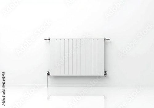 Minimalist White Radiator Mounted on Wall photo