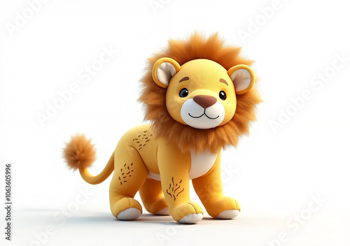 Cute Cartoon Lion Plush Toy Isolated on White Background photo