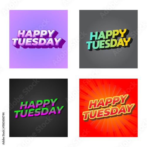 Wallpaper Mural Happy tuesday text effect with Uppercase letters and 3D style Torontodigital.ca