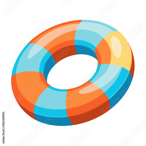 Inflatable swimming ring, rubber toy Summer vacation, trip safety flat style isolated. Vector illustration