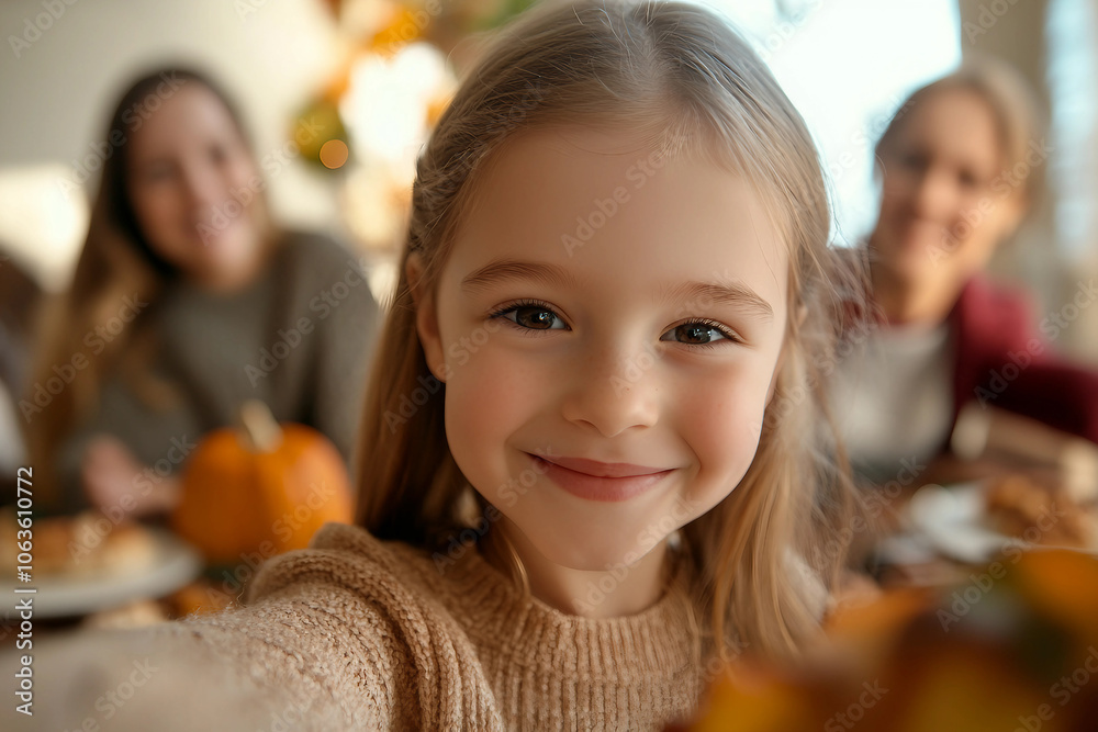 Happy bug full family celebrating thanksgiving together having best bonding time, Generative AI